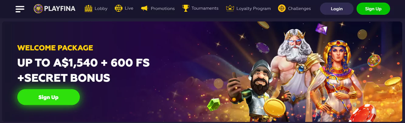 Get Playfina Casino welcome bonus for registering an account