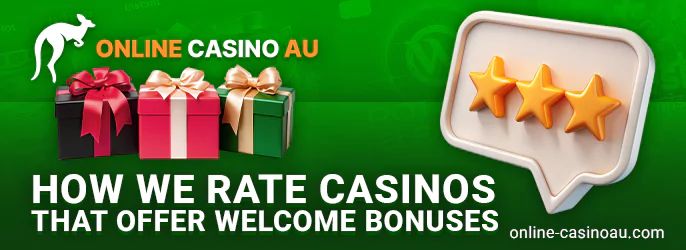 What criteria are used to evaluate the welcome bonus at Australian online casinos