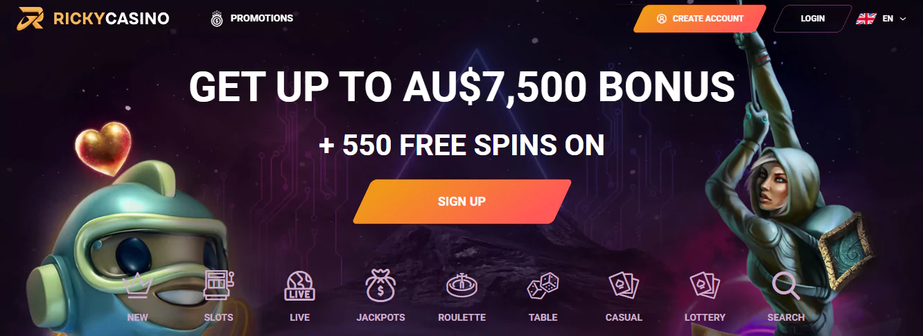 Pick up freespins at Ricky Casino - get 200 freespins