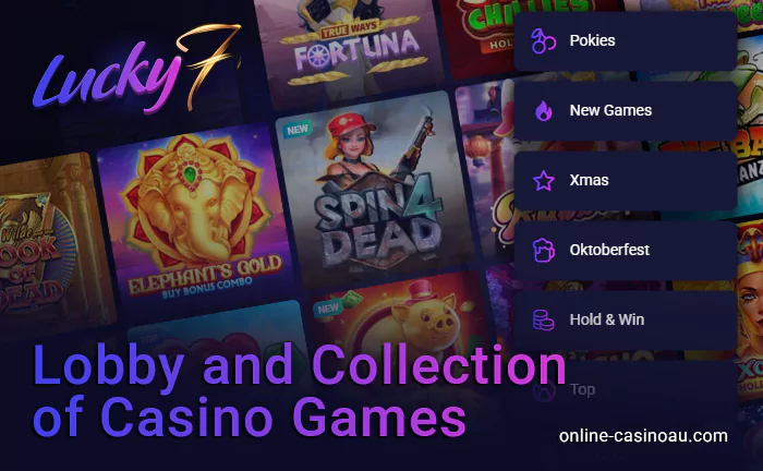 Categories of games in online casino Lucky7even - about casino lobby