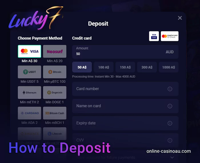 How to deposit to Lucky7even casino - instructions