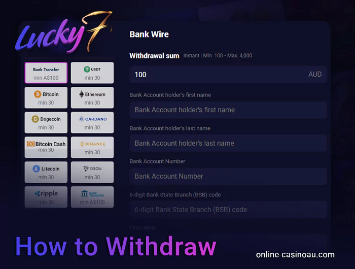 Ways to withdraw winnings from Lucky7even casino