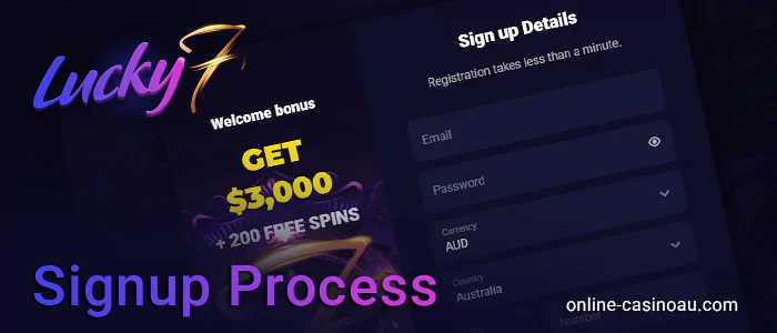 Create an account at Lucky7even casino - guide