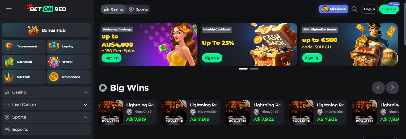 BetOnRed online casino with min deposit five dollars