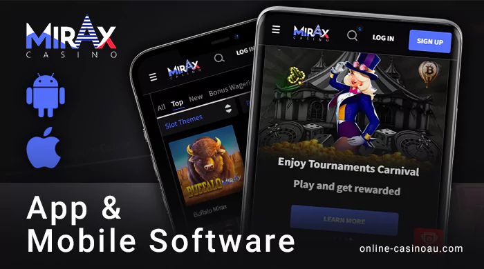 Play online at Mirax Casino via mobile devices