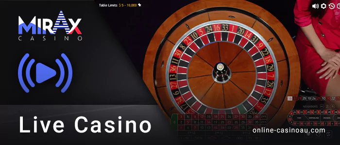 Live games for Mirax Casino users