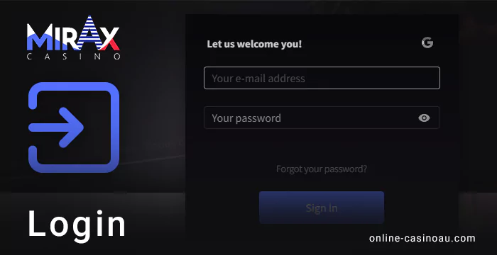 Guide to authorization at Mirax Casino