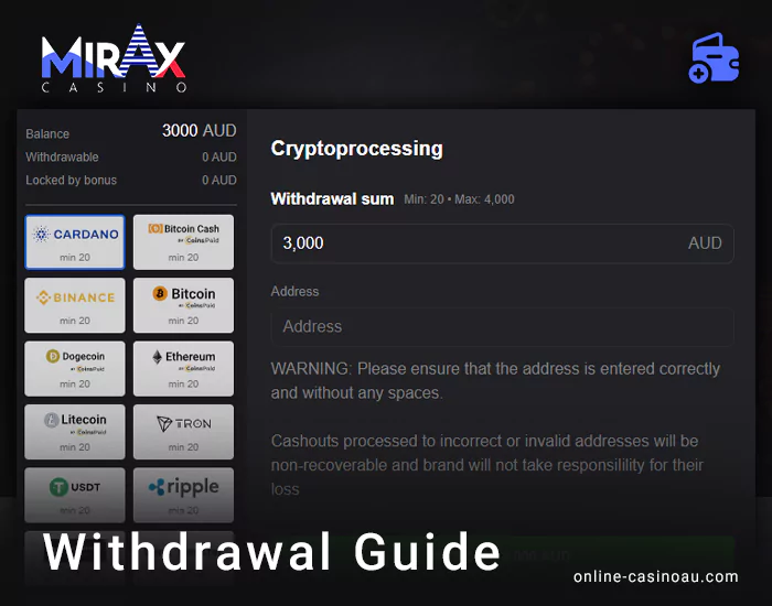 How an Australian player can get winnings from Mirax Casino