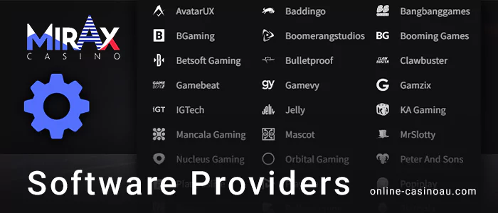 Actual software providers at Mirax Casino