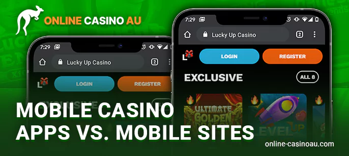 Comparison of casino app and mobile browser version