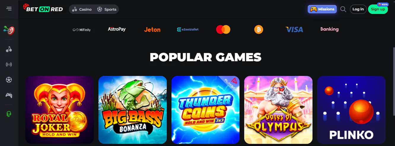 Get a no deposit bonus at BetOnRed Casino - up to AU$1,500