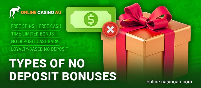 What are the types of no deposit bonuses in casinos