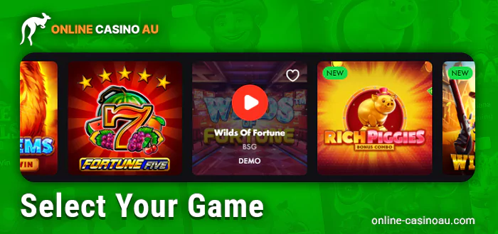 Choose an online pokie at the casino to play