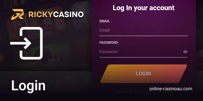 Authorization to personal account in online Ricky Casino