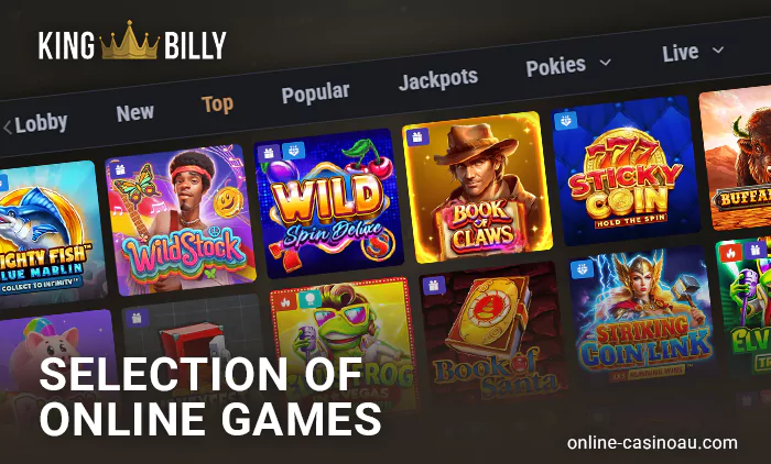 About the categories of games at King Billy online casino - slots, roulette and others