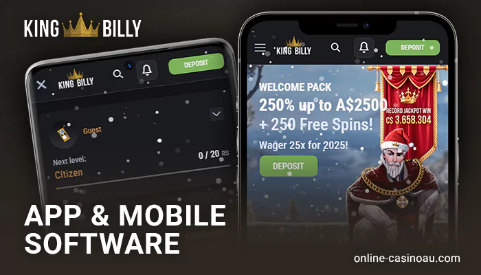 King Billy casino mobile version - how it works