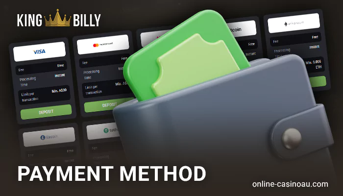 Methods for AUD currency payments at King Billy Casino