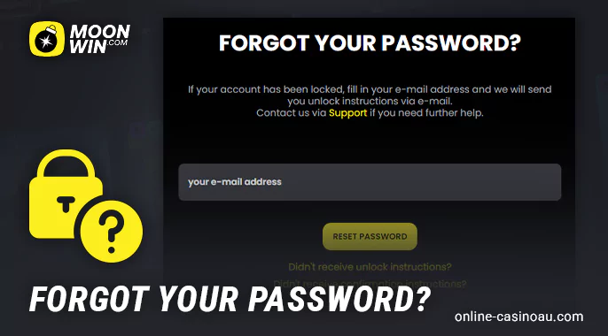 Regain access to your Moonwin Casino account - recover password