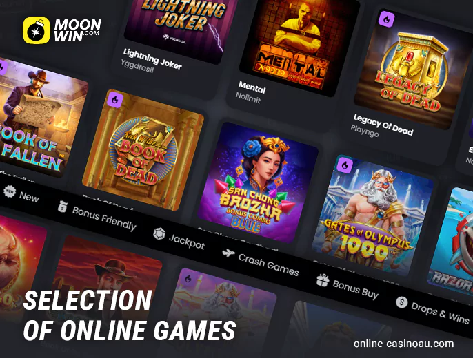 Online games at Moonwin Casino - crash, new, classic and more