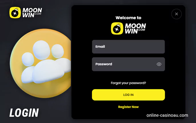 Moonwin Casino Lobby Login Form