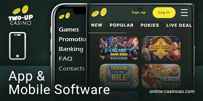 Play Two Up casino on mobile devices - iPhone and android