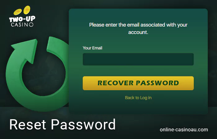 Two Up Casino Password Reset Form