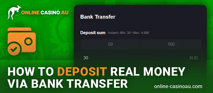 Instructions on how to deposit via bank Transfer payments at online casinos