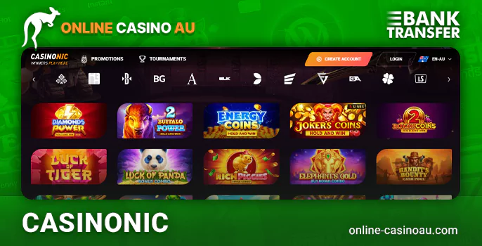 Large payment limits at Casinonic via bank transfers