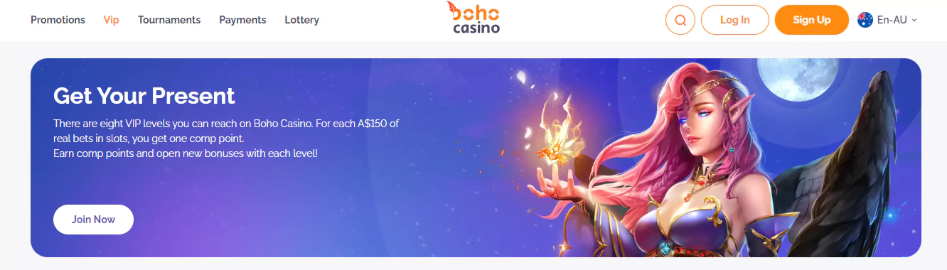 Information about the loyalty program at Boho online casino