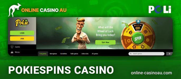 Online Pokiespins Casino with deposits and withdrawals via POLi