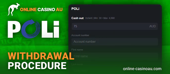 Instructions for withdrawing funds via POLi at online casinos