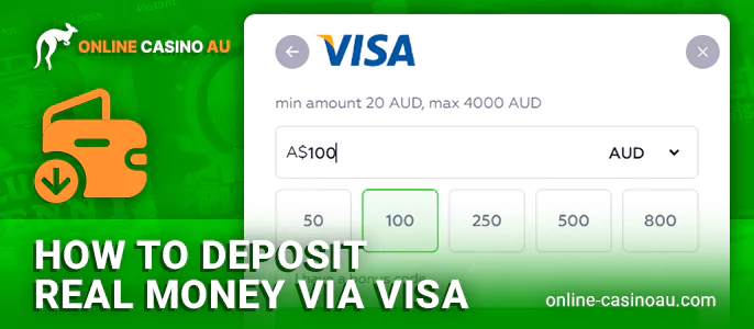 Instructions on how to deposit to online casino via visa