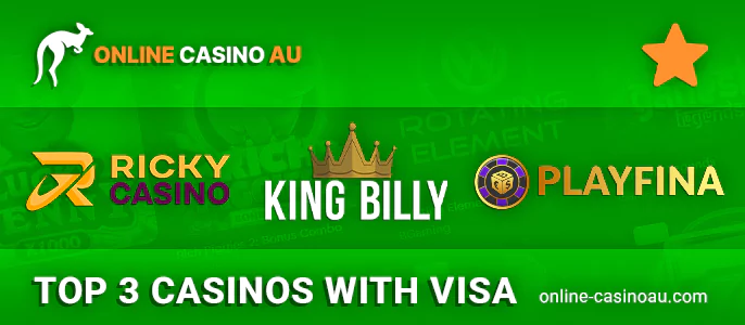 Best online casinos with Visa payments - top three AUS casinos