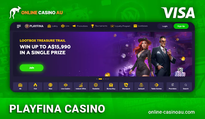 Make payments with Visa at Playfina online casino