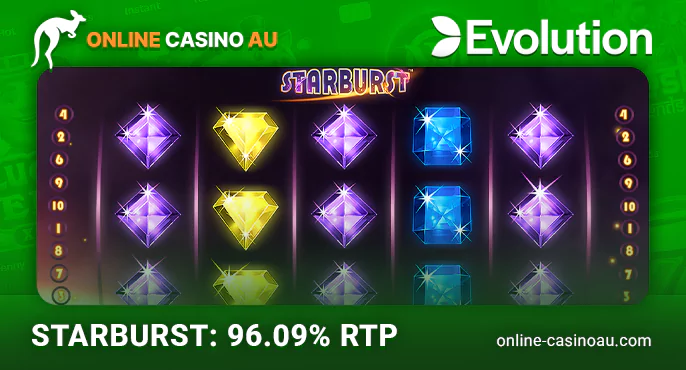 Play the best pokie from Evolution Gaming - Starburst