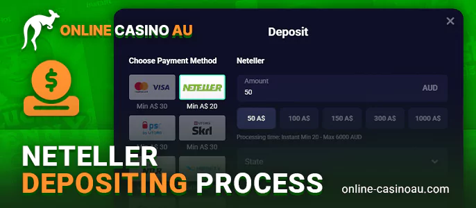 Instructions on how to deposit to AUS Online Casinos via Neteller