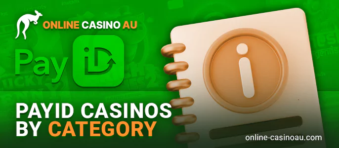 What are the categories of PayID Casinos in Australia