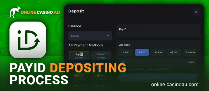 Instructions on how to deposit to online casino via PayID