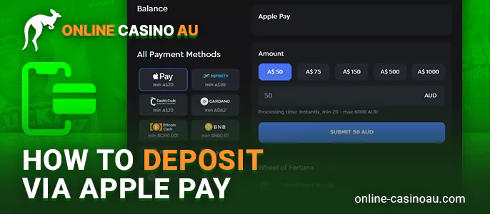 Step-by-step instructions on how to deposit to a casino site via Apple Pay