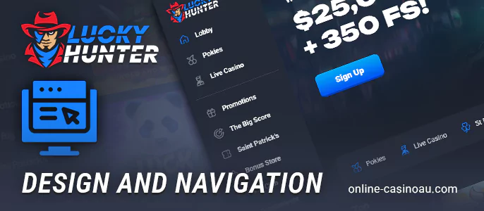 How to navigate the Lucky Hunter Casino website