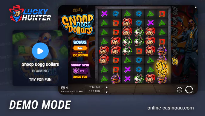 Demo mode of games in online casino Lucky Hunter