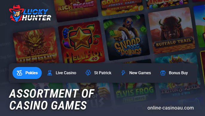 Lobby casino games on gambling site Lucky Hunter