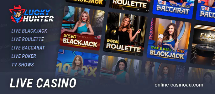 Play live dealer games at Lucky Hunter Casino