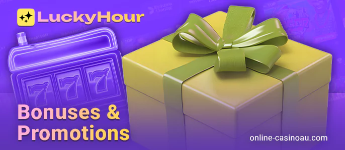 Actual bonuses at Lucky Hour online casino for Australians