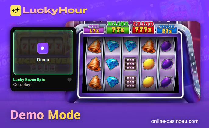 Demo mode in Lucky Hour online casino - try online pokie before you play