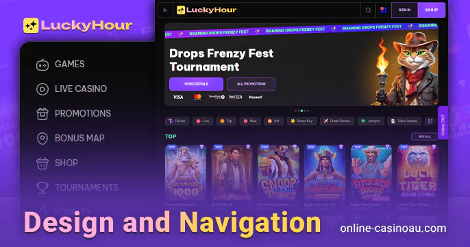 Navigating the Lucky Hour casino site