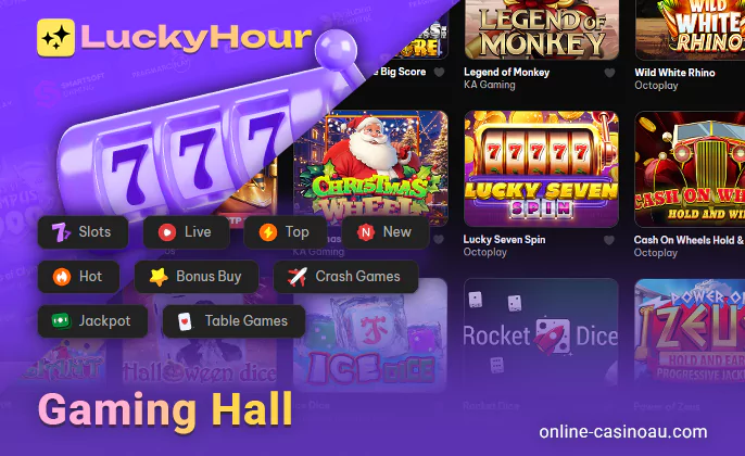 Lucky Hour Online Casino Lobby - Game Categories