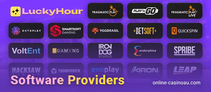 List of Software Providers of online casino games at Lucky Hour Australia