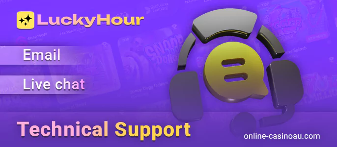 Ways to contact Lucky Hour online casino support agents