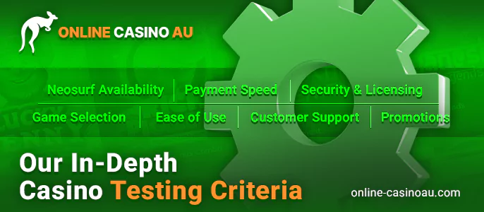 What criteria are used to choose online casinos with Neosurf payment for Australians